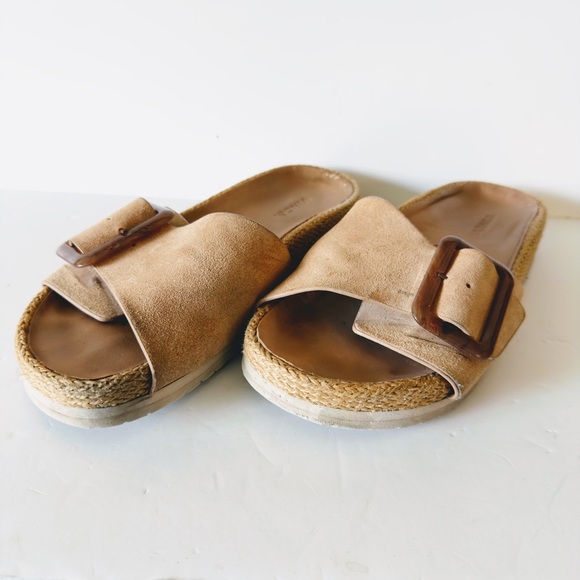 VINCE Grant Slide Suede Espadrille Sz 9 Sandal in Cappuccino Summer Vacation - Picture 3 of 14